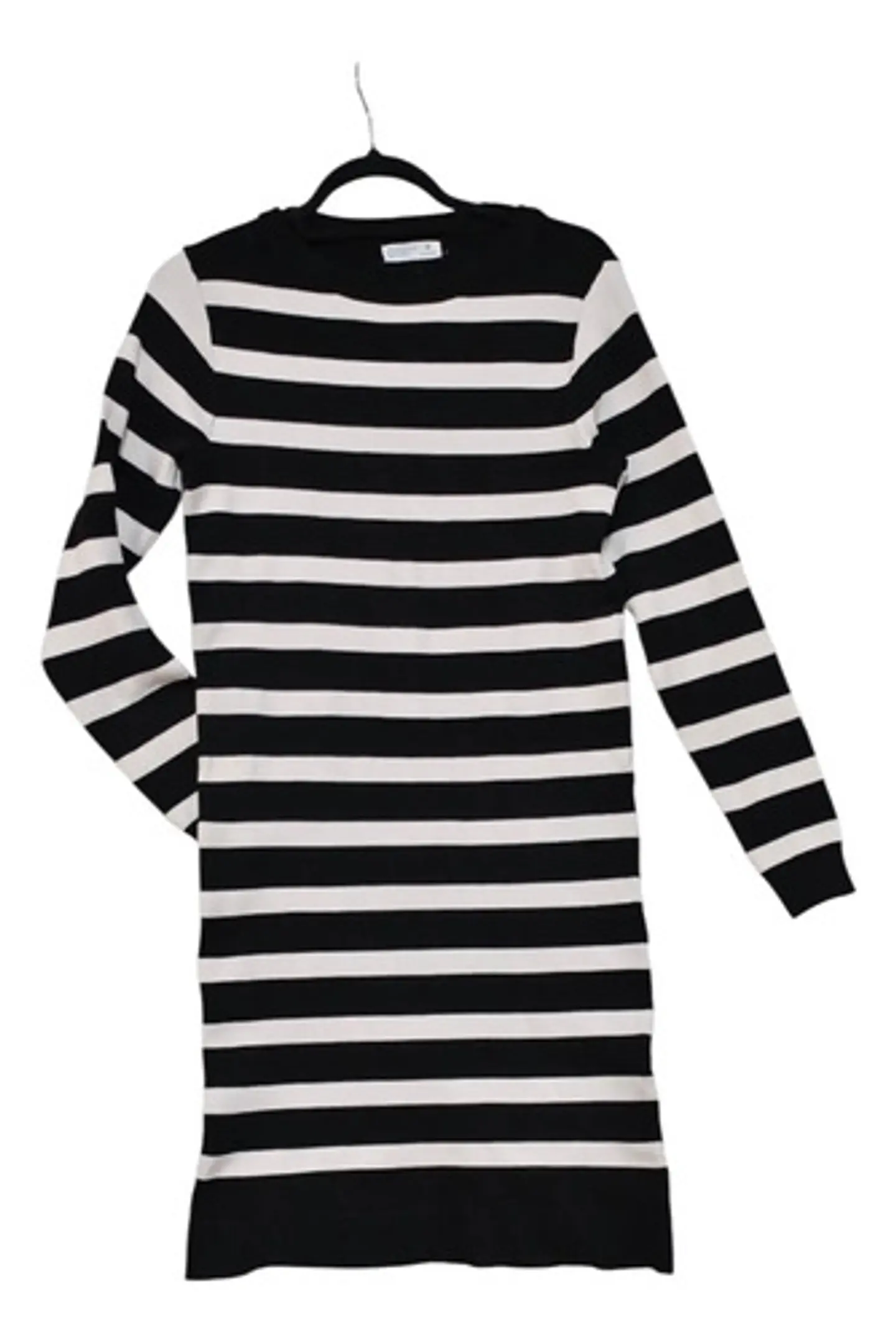 Vestido Midi de Punto a Rayas Blanco y Negro - Talla M 5