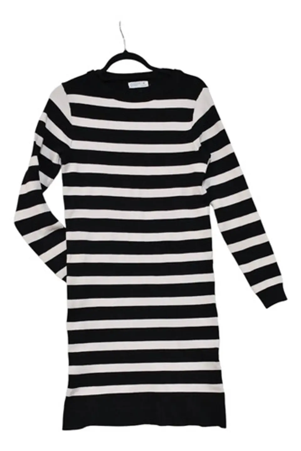 Vestido Midi de Punto a Rayas Blanco y Negro - Talla M 5