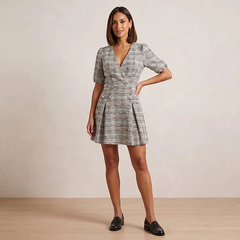 Vestido de Tweed Manga Corta Maison Tara - Talla L