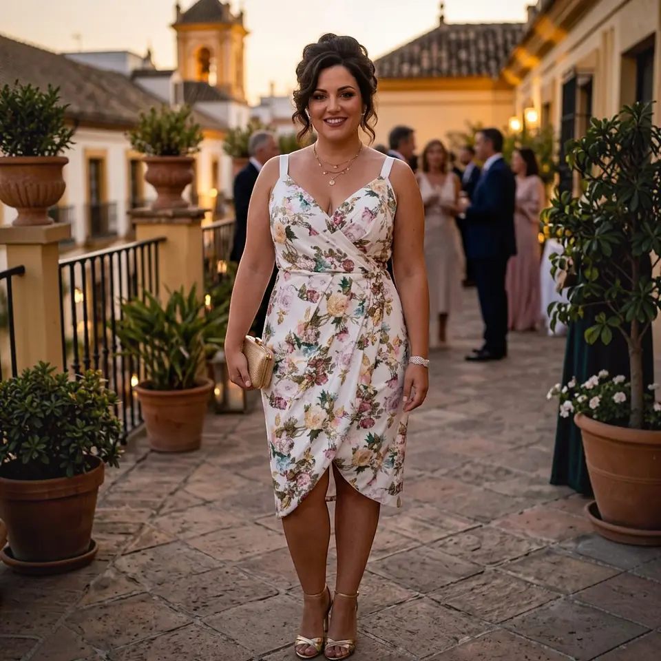 Vestido de Fiesta Floral Cubierto Lentejuelas Talla XL - 2XL 1