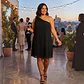 Vestido De Fiesta Eva Mendes_un Hombro Capa Superpuesta T. L - Miniatura 1