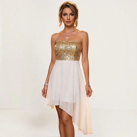 Vestido Corto De Fiesta De Gasa Con Lentejuelas Asos Talla M