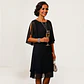 Vestido De Fiesta Negro De Gasa Con Capa Superior - Talla S - Miniatura 1