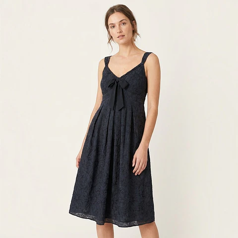 Vestido Negro Midi Semi Formal De Algodón Importado Talla M