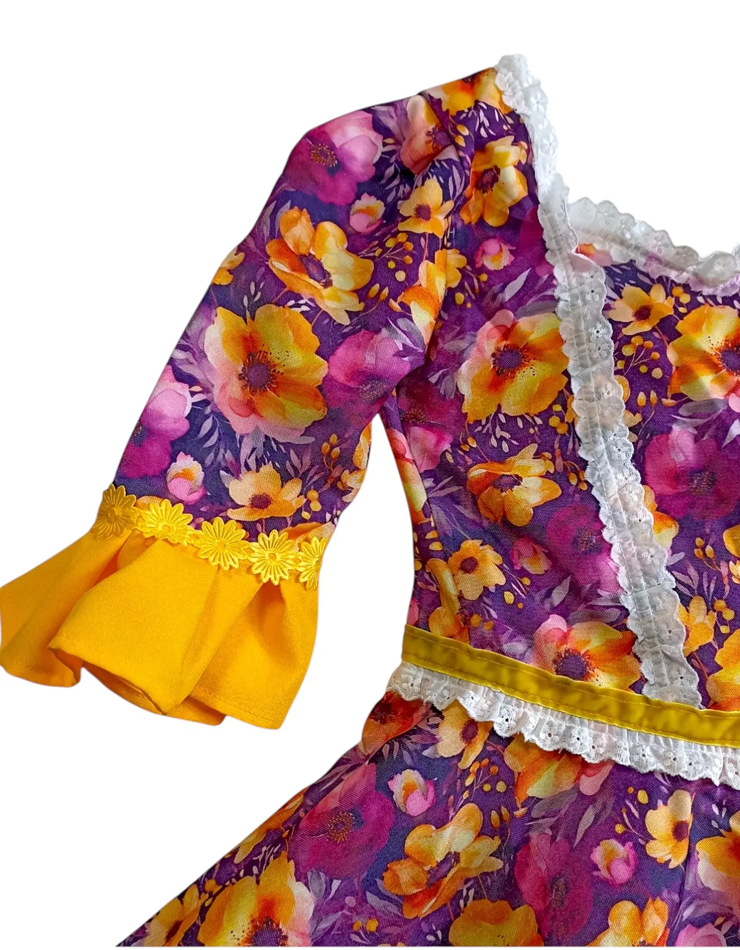 Vestido de Huasa China Manga 3/4 -  Para Niña de 6 - 7 Años 7