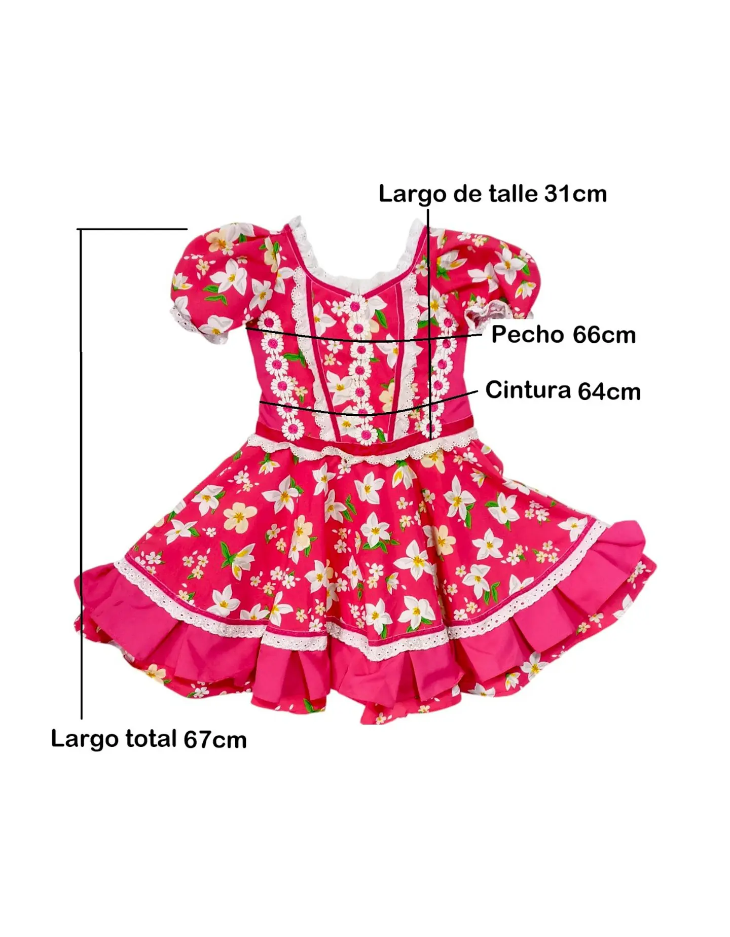 Vestido de Huasa China Para Niña 5 - 6 Años  9