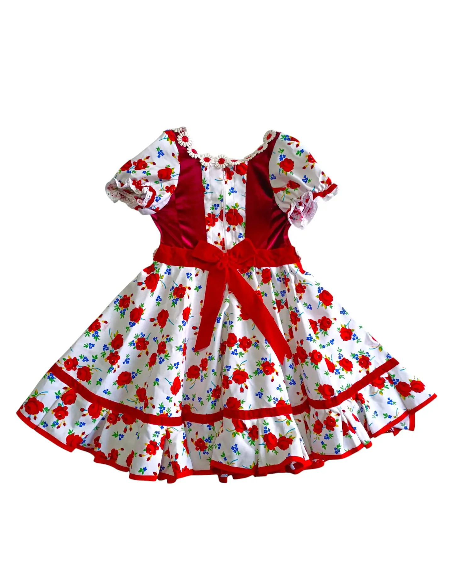 Vestido Huasa China Estampado Floral Para Niña 6 - 8 Años 5