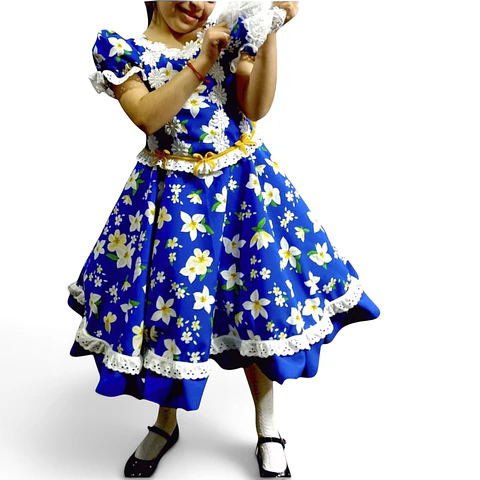 Vestido Huasa China Azul Para Niña 6 A 8 Años - Como Nuevo