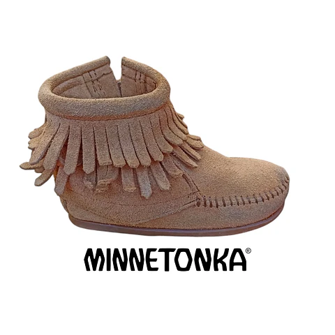 Botín Con Flecos Minnetonka Cuero Genuino - Niñas Talla 25
