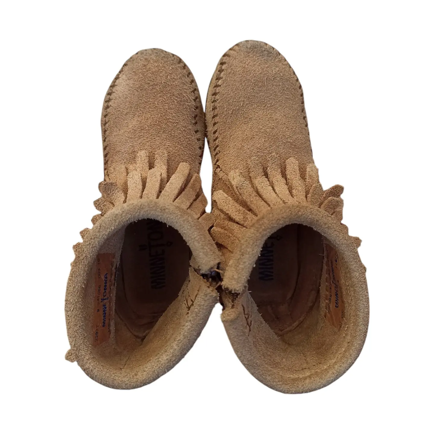 Botín Con Flecos Minnetonka Cuero Genuino - Niñas Talla 25 4