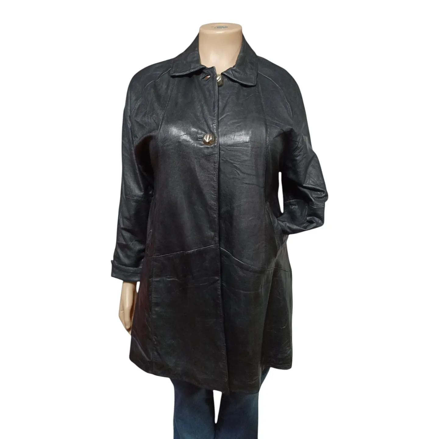 Abrigo Vintage Cuero Genuino Calce Holgado Oversize M - XL 3