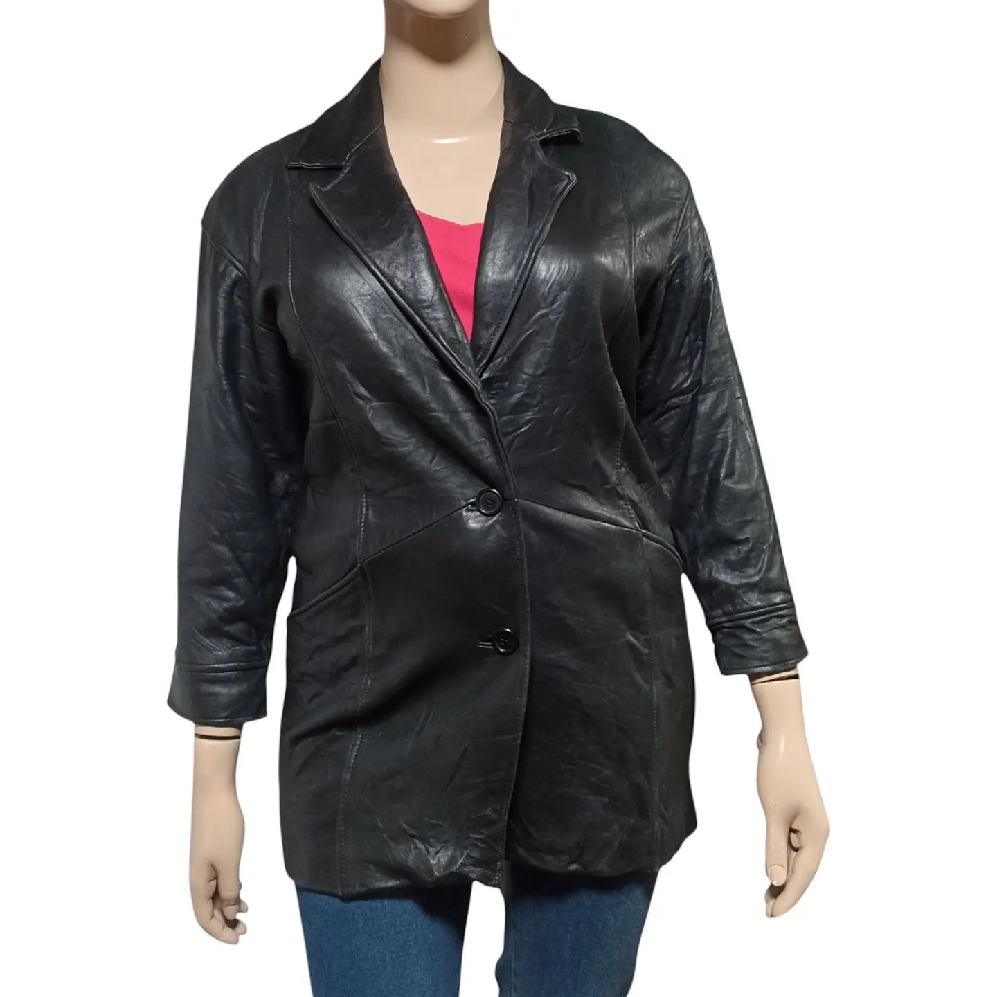 Chaqueta Negra de Cuero Genuino Vintage Thinsulate Talla M - L 3