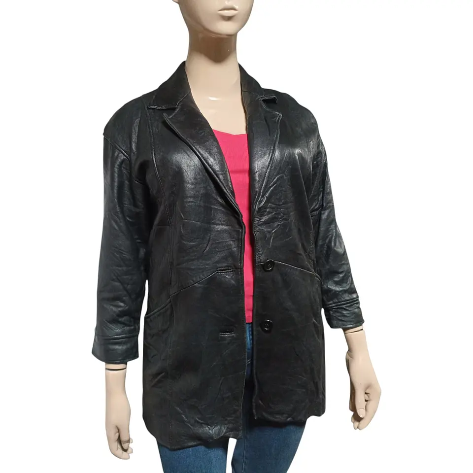 Chaqueta Negra de Cuero Genuino Vintage Thinsulate Talla M - L 4