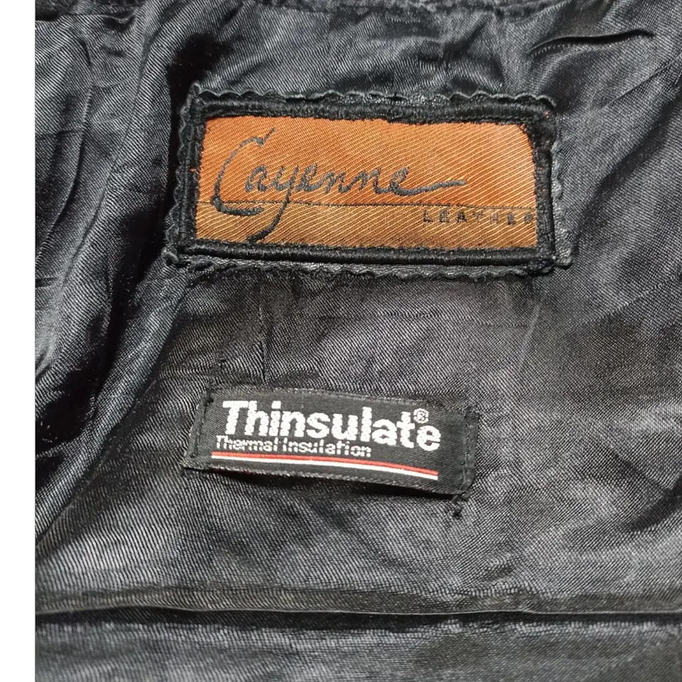 Chaqueta Negra de Cuero Genuino Vintage Thinsulate Talla M - L 8