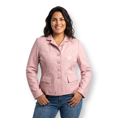 Chaqueta Chadwicks de Cuero Genuino Rosa Pastel -  Talla M/L
