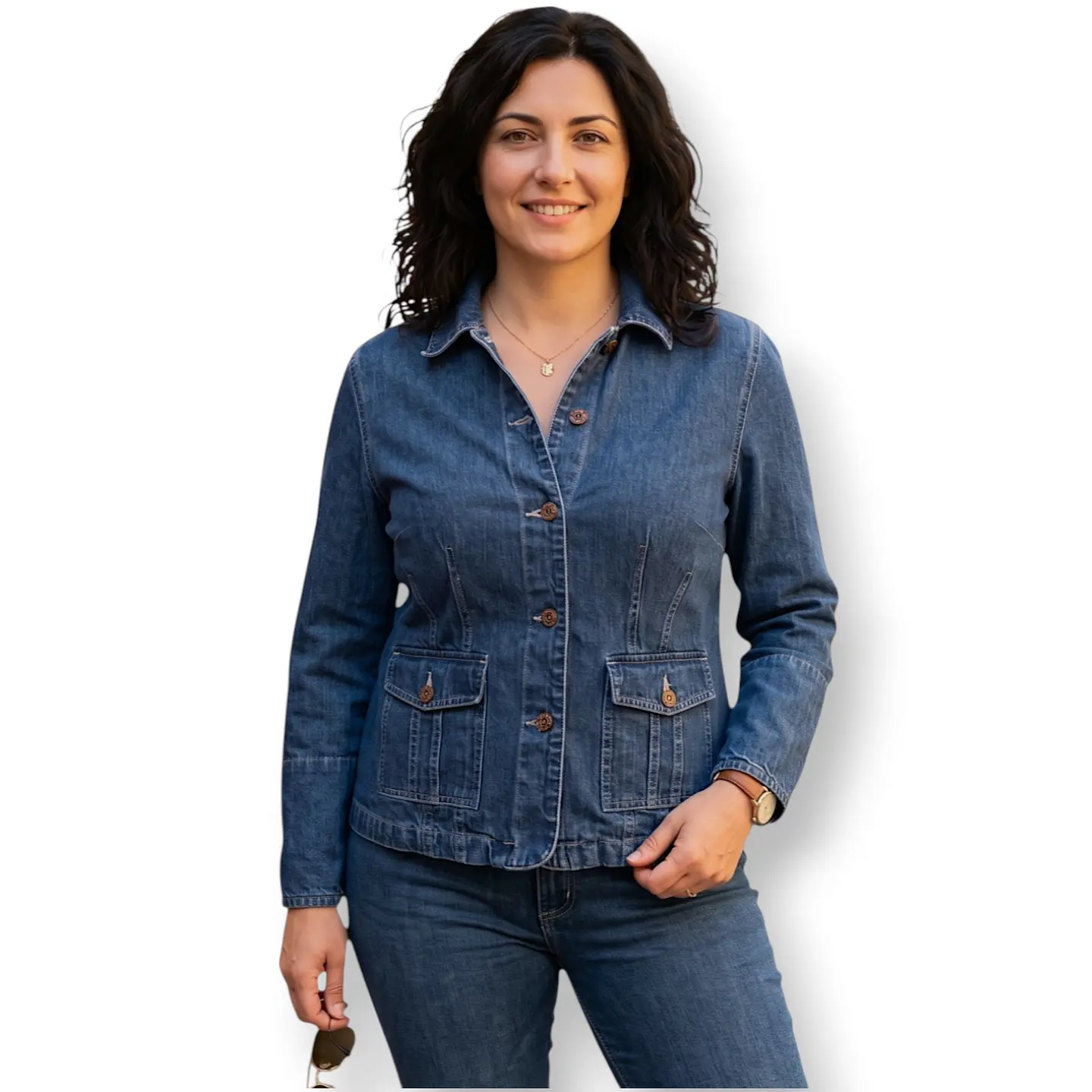 Chaqueta de Mezclilla Entallada Para Mujer Talla L - XL 1