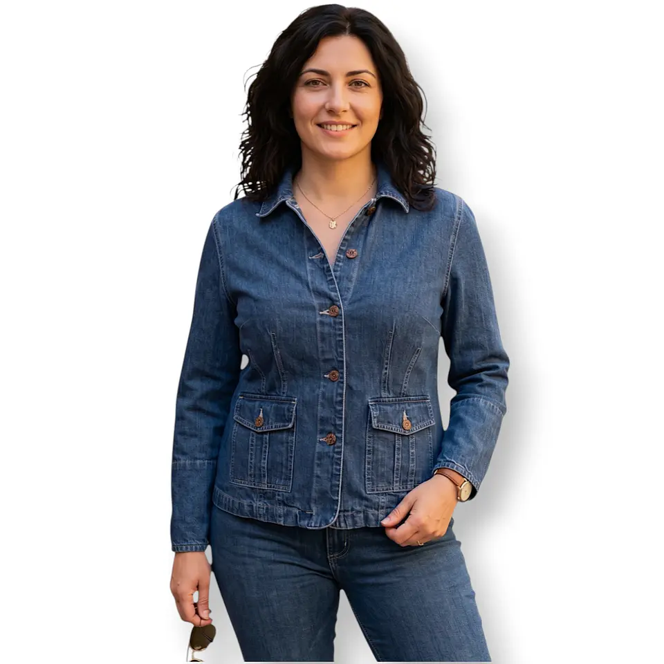 Chaqueta de Mezclilla Entallada Para Mujer Talla L - XL 1
