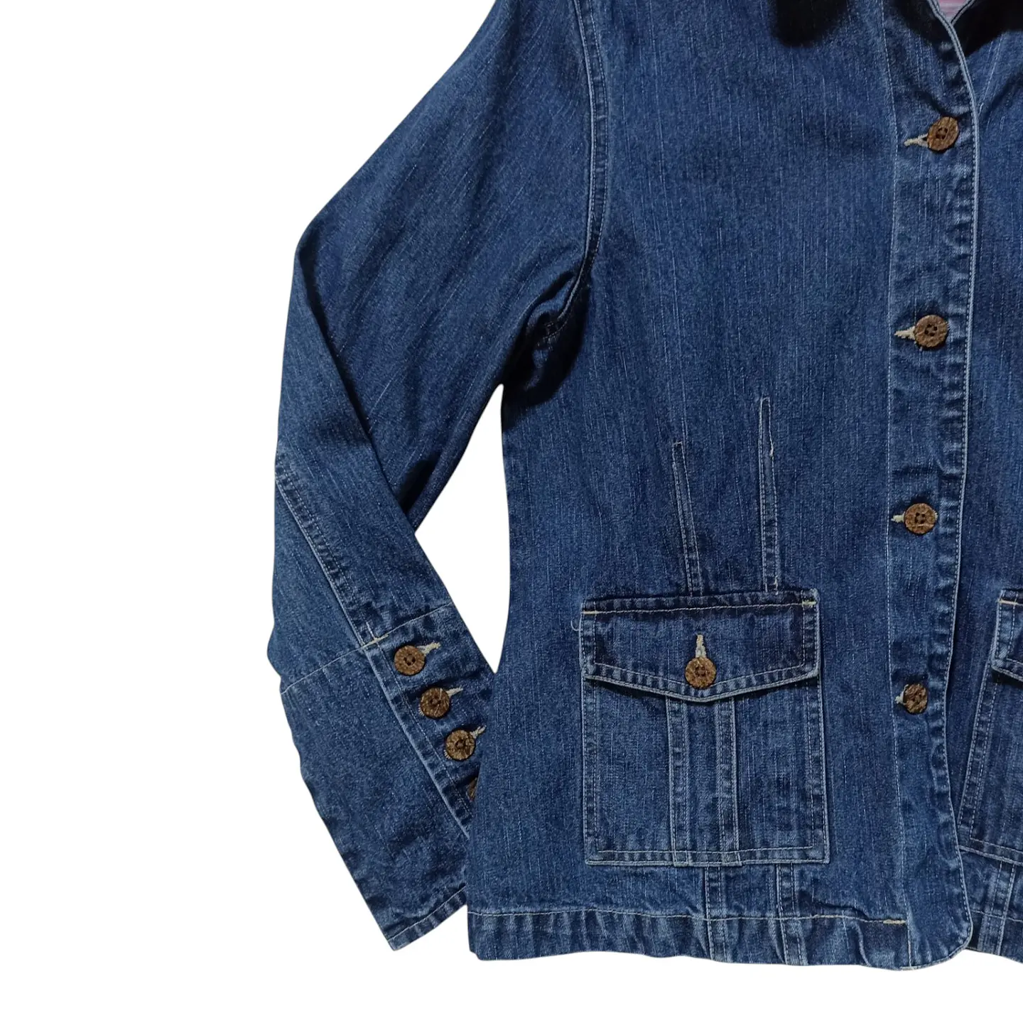 Chaqueta de Mezclilla Entallada Para Mujer Talla L - XL 7