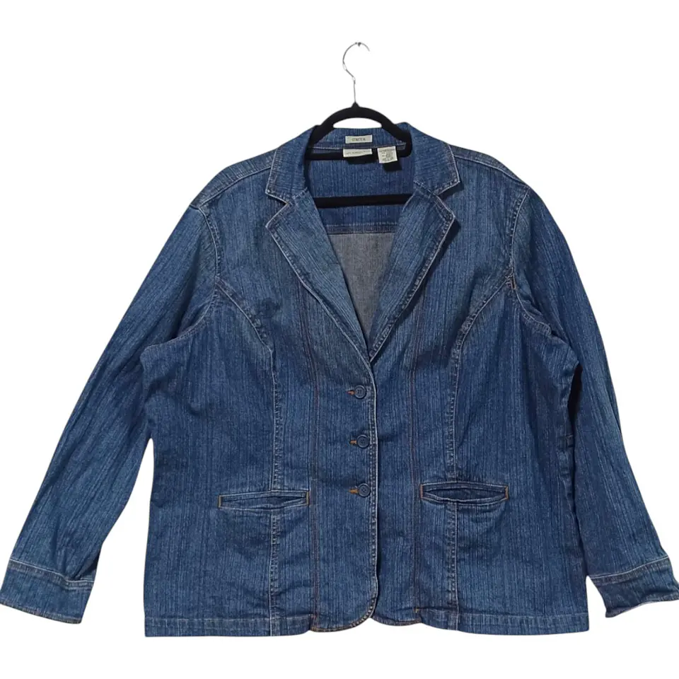 Chaqueta Tipo Blazer de Mezclilla Elastizada - Talla Grande 3XL 2
