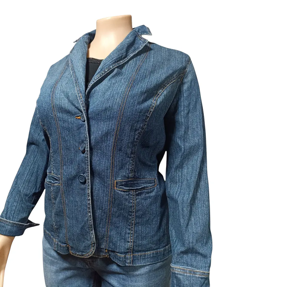 Chaqueta Tipo Blazer de Mezclilla Elastizada - Talla Grande 3XL 5