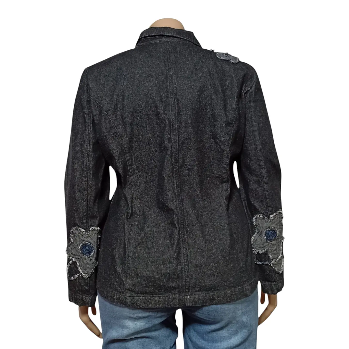 Chaqueta Tipo Blazer de Mezclilla Con Bordado Floral Talla XL - 2XL 5