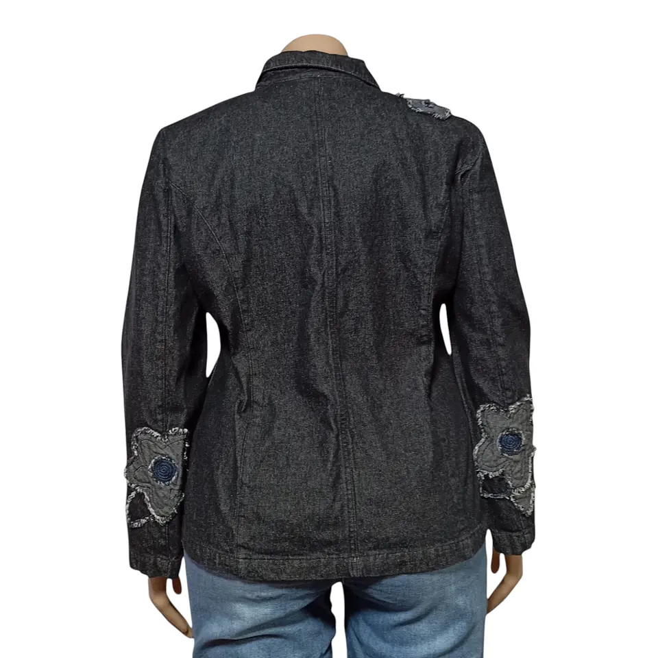 Chaqueta Tipo Blazer de Mezclilla Con Bordado Floral Talla XL - 2XL 5