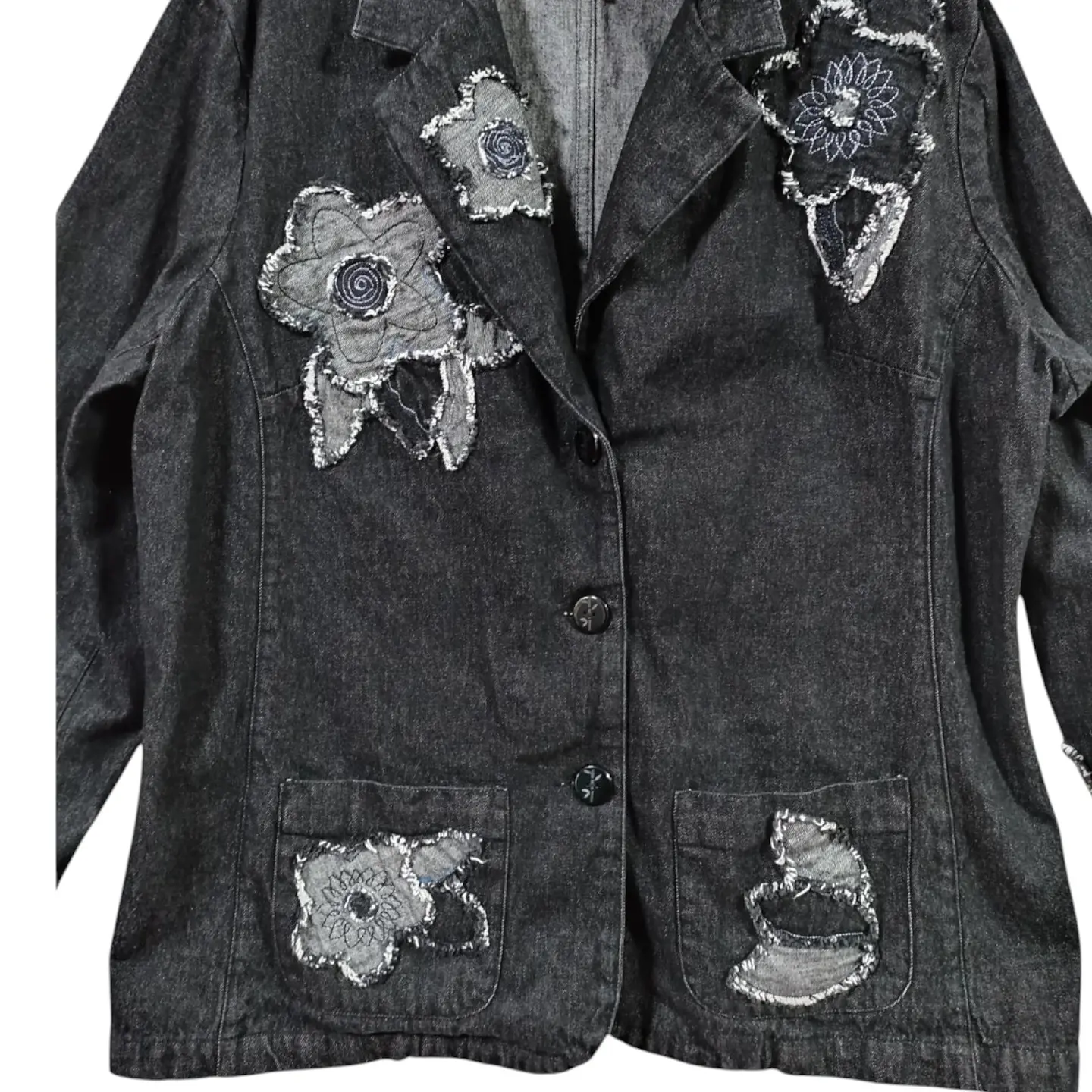 Chaqueta Tipo Blazer de Mezclilla Con Bordado Floral Talla XL - 2XL 6