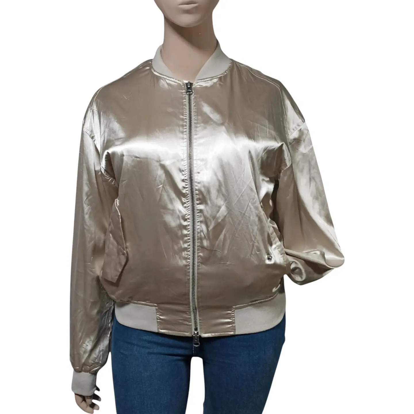 Chaqueta Bomber Pacsun de Satin Dorado - Unisex Talla L 3
