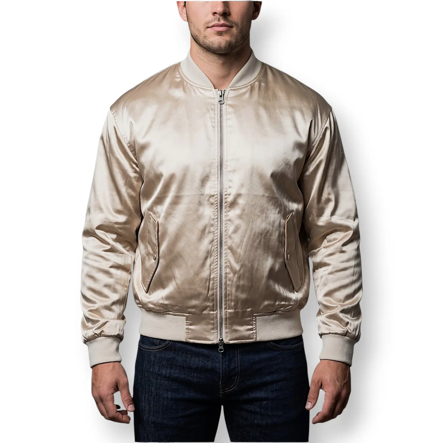 Chaqueta Bomber Pacsun de Satin Dorado - Unisex Talla L 2