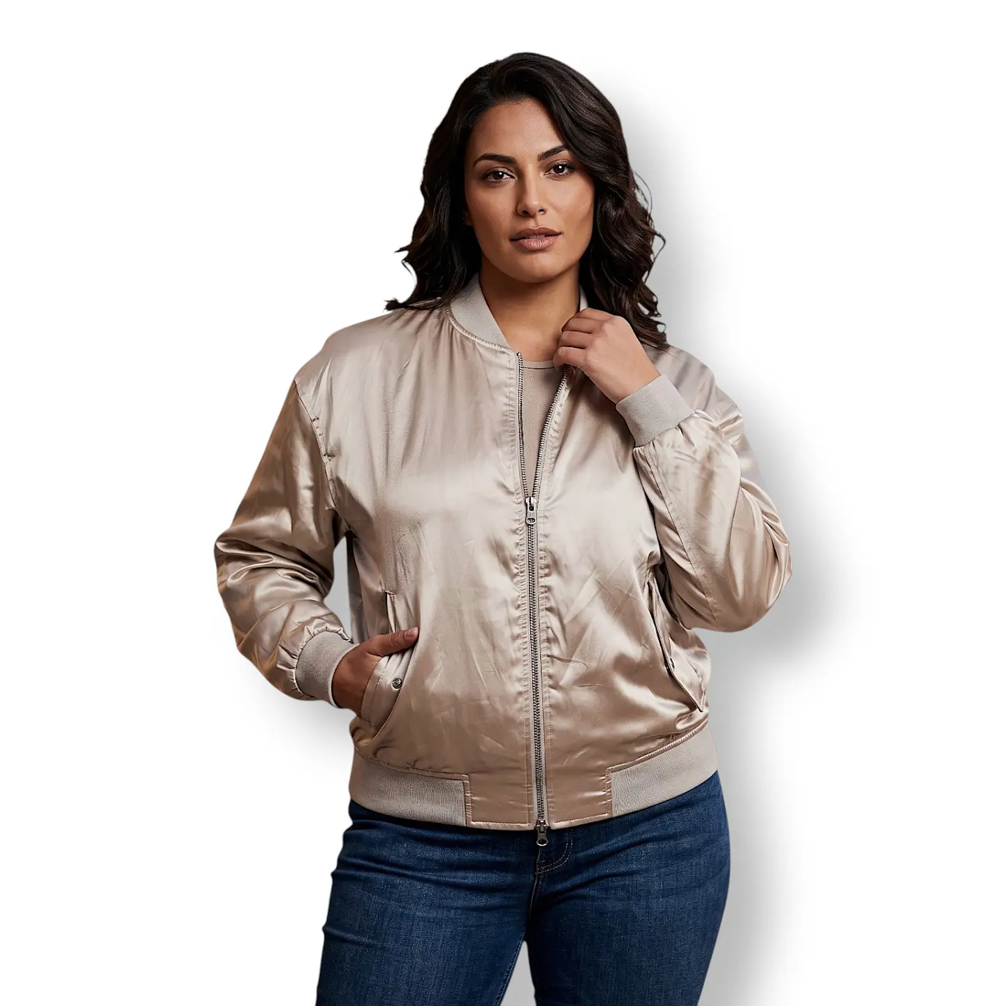 Chaqueta Bomber Pacsun de Satin Dorado - Unisex Talla L 1