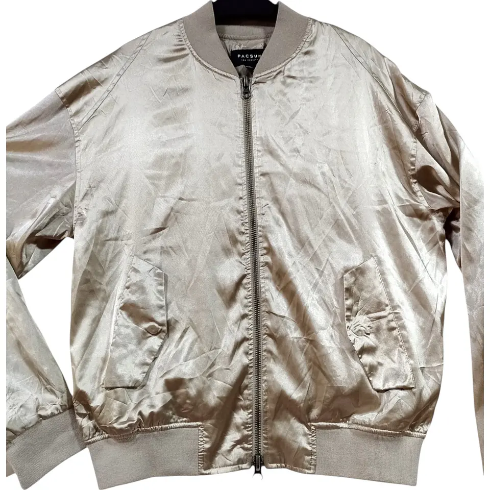 Chaqueta Bomber Pacsun de Satin Dorado - Unisex Talla L 7