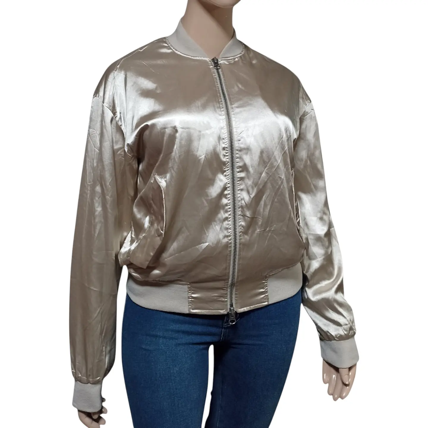 Chaqueta Bomber Pacsun de Satin Dorado - Unisex Talla L 4