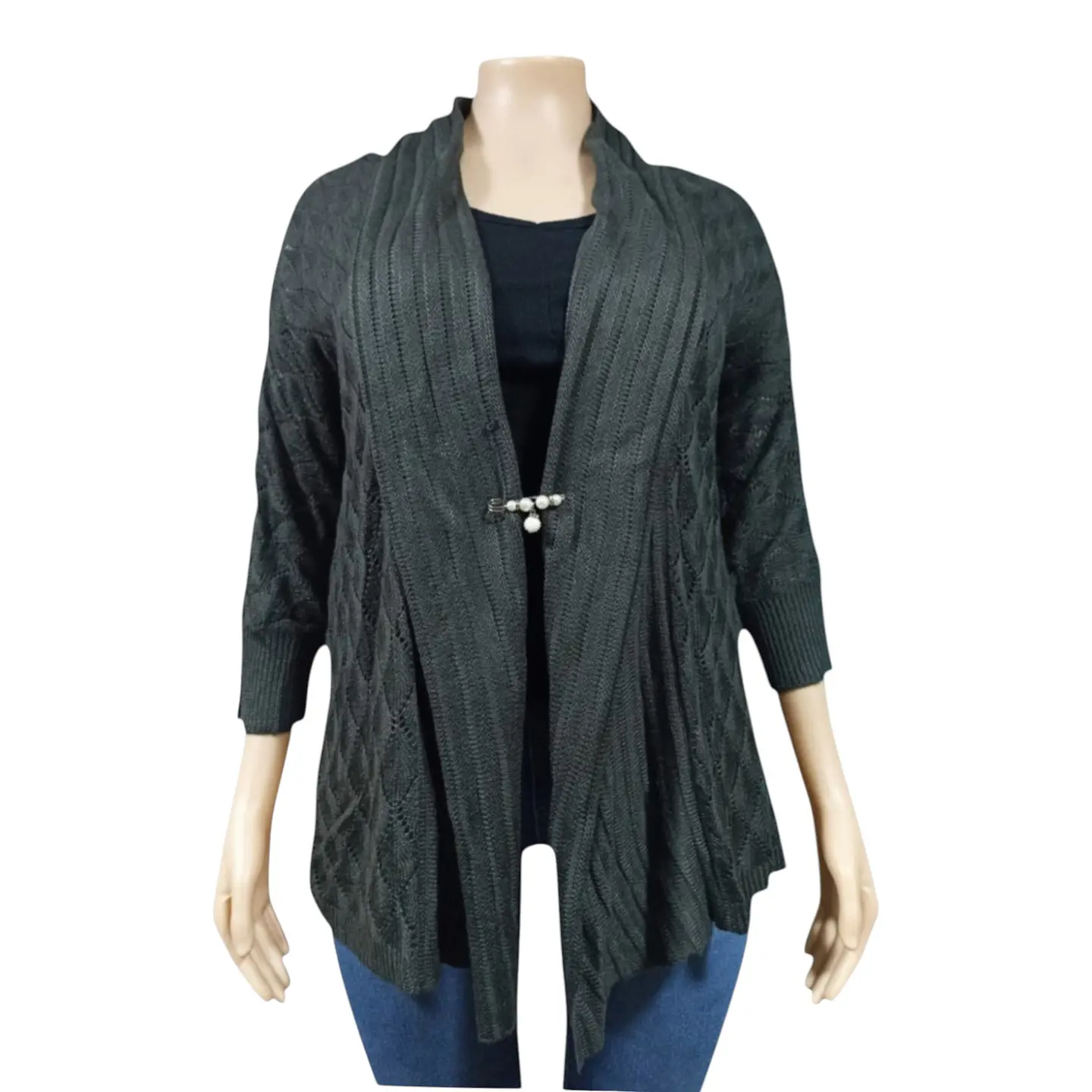 Cárdigan Abierto Calado Manga 3/4 - Talla Grande 2XL 3
