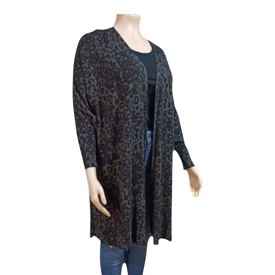 Cárdigan Ligero Abierto Estampado Leopardo Talla Grande 3XL 4
