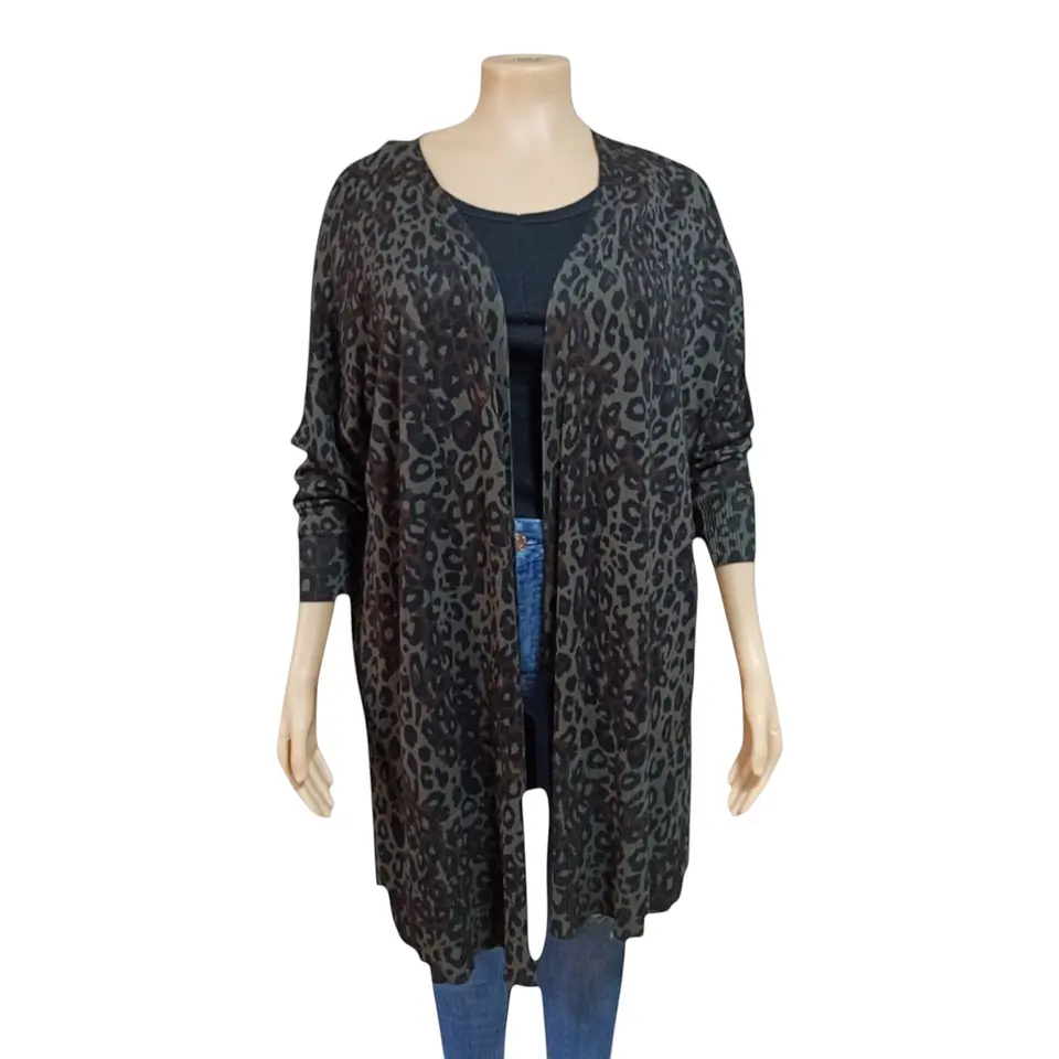 Cárdigan Ligero Abierto Estampado Leopardo Talla Grande 3XL 3