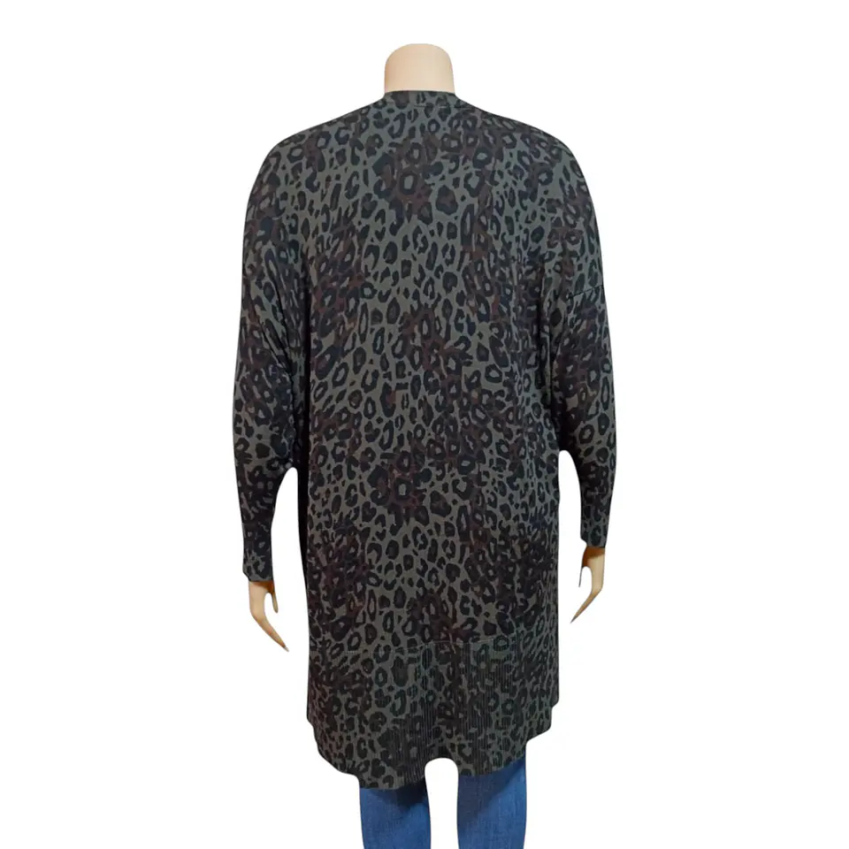Cárdigan Ligero Abierto Estampado Leopardo Talla Grande 3XL 6