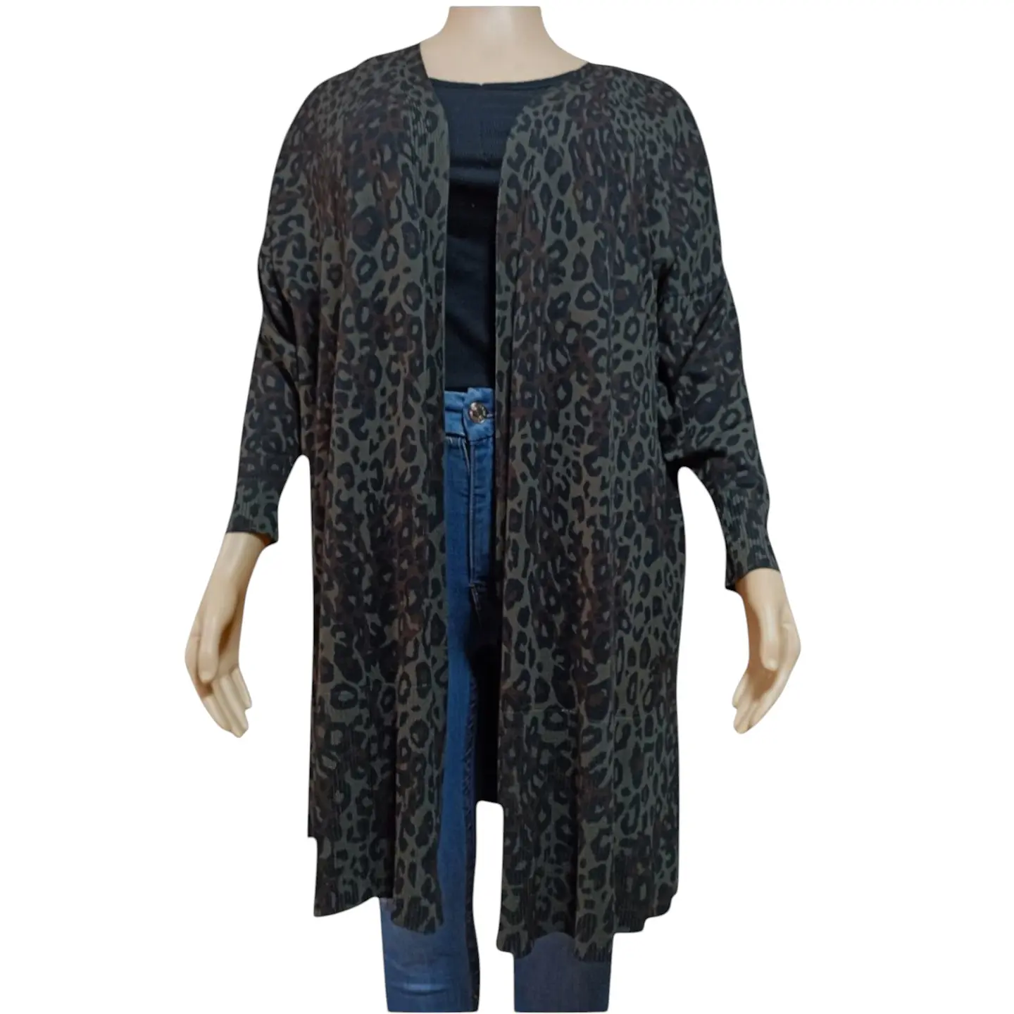 Cárdigan Ligero Abierto Estampado Leopardo Talla Grande 3XL 5