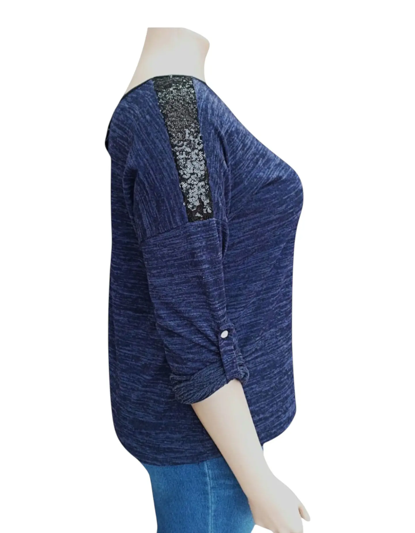 Polera Manga 3/4 Con Aplicación De Lentejuelas Talla Xl 4