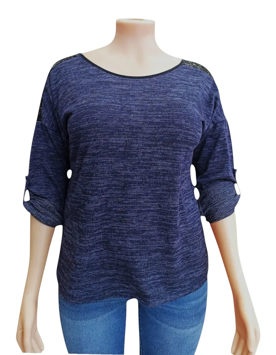 Polera Manga 3/4 Con Aplicación De Lentejuelas Talla Xl 3