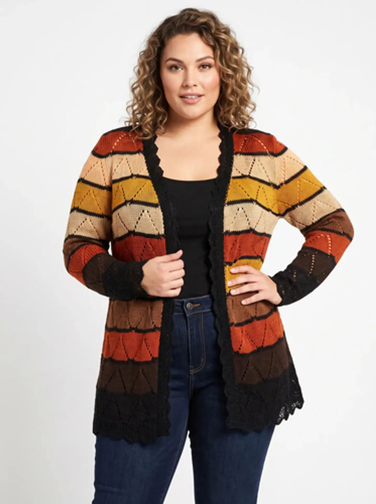 Tapado de Hilo Tejido a Mano Rayas Y Colores Estándar XL-2XL 1