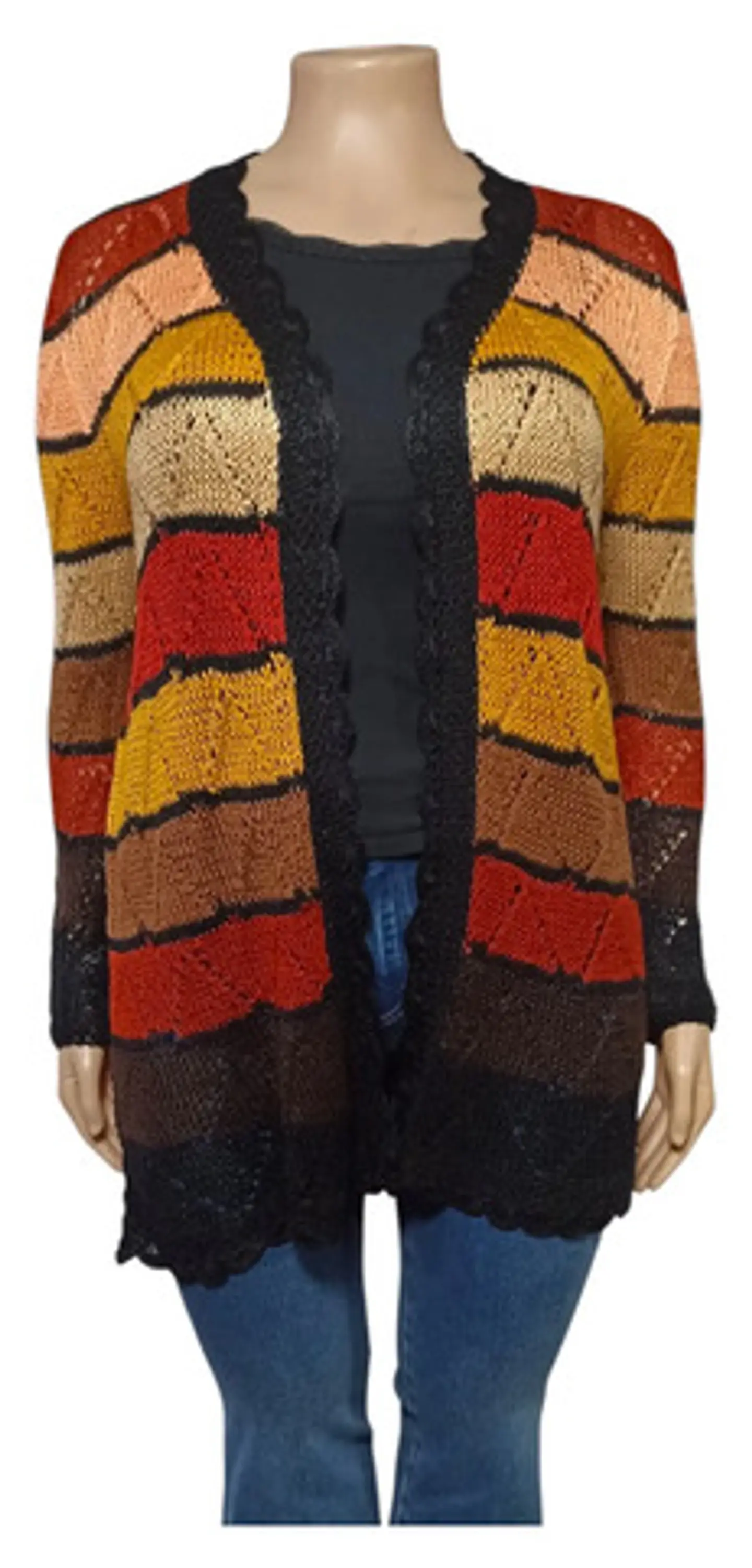 Tapado de Hilo Tejido a Mano Rayas Y Colores Estándar XL-2XL 2