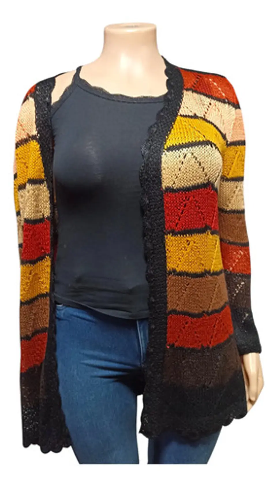 Tapado de Hilo Tejido a Mano Rayas Y Colores Estándar XL-2XL 3