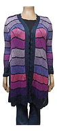 Cárdigan de Hilo Tejido a Mano Rayas Multicolores XL - 2XL - Miniatura 2