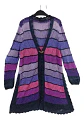 Cárdigan de Hilo Tejido a Mano Rayas Multicolores XL - 2XL - Miniatura 6