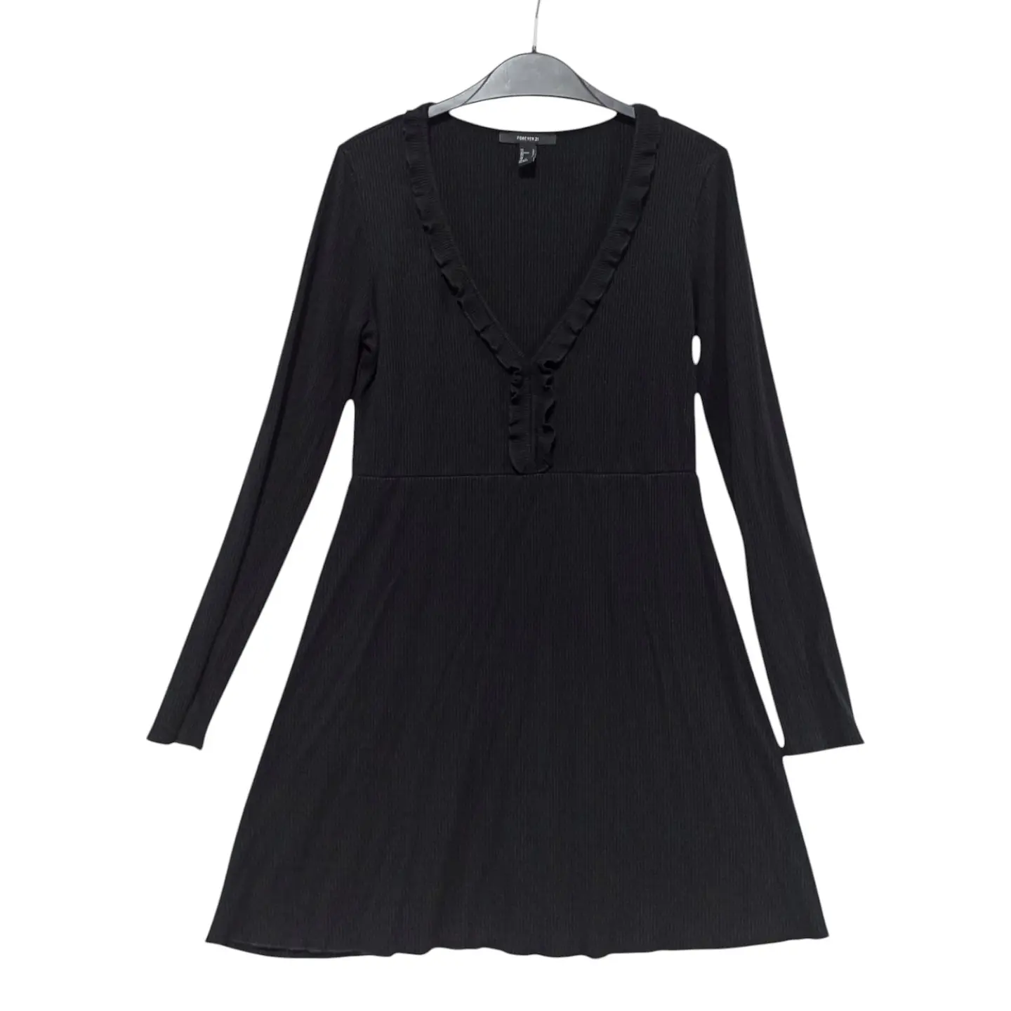 Mini Vestido Manga Larga Tejido Acanalado Forever 21 - Talla L 2