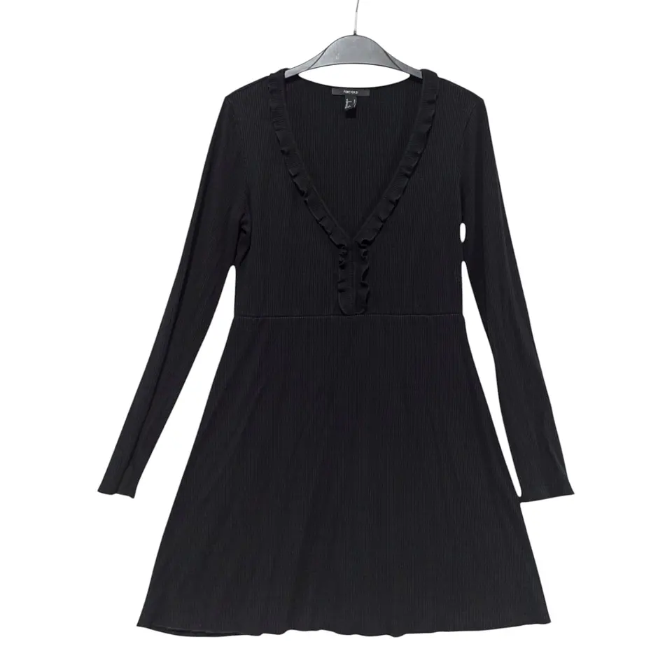 Mini Vestido Manga Larga Tejido Acanalado Forever 21 - Talla L 2