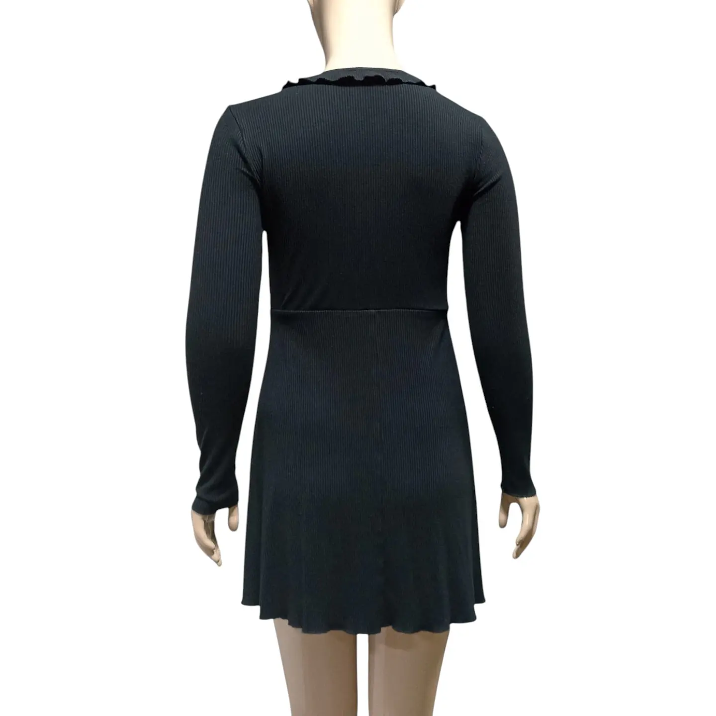 Mini Vestido Manga Larga Tejido Acanalado Forever 21 - Talla L 5