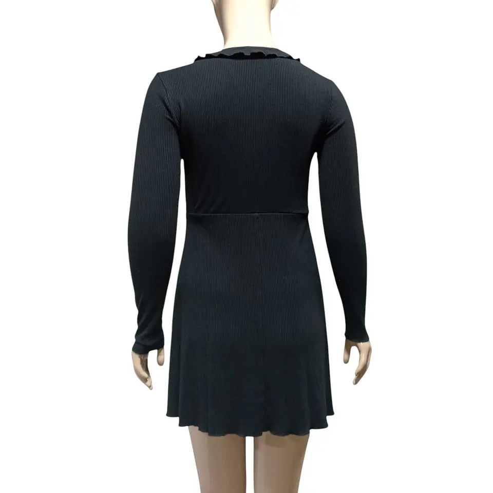 Mini Vestido Manga Larga Tejido Acanalado Forever 21 - Talla L 5