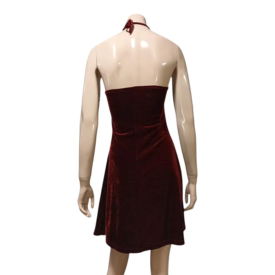 Vestido de Fiesta con Bolero de Terciopelo Burdeo - Talla S 5
