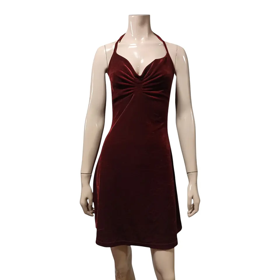 Vestido de Fiesta con Bolero de Terciopelo Burdeo - Talla S 4